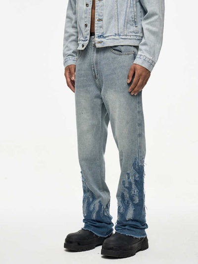Jeans Acampanados con Parches Flame para Hombre - Image 4