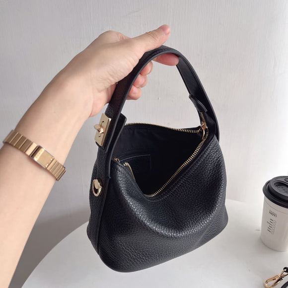 Bolso Porta Alimentos de Cuero Genuino para Mujer