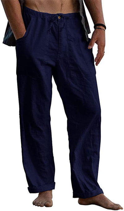 Pantalones de Lino Holgados con Cordón para Hombre - Image 16