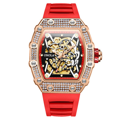 Reloj Automático para Hombre con Cristales y Correa de Silicona Resistente al Agua - Image 10