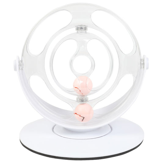 Clear plastic cat turntable toy with two pink balls inside, designed for interactive play and entertainment. - Image 11