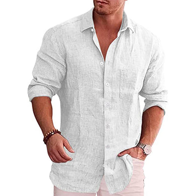 Camisa de Algodón y Lino Clásica con Cuello Solapa - Ajuste Regular - Image 5