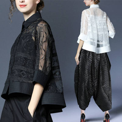 Conjunto Elegante: Camisa Jacquard Bordada + Pantalón Ancho Elástico