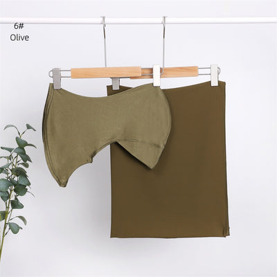 Pañuelo Modal Transpirable de Color Sólido con Gorro Integrado en Chiffon Perla - Image 8