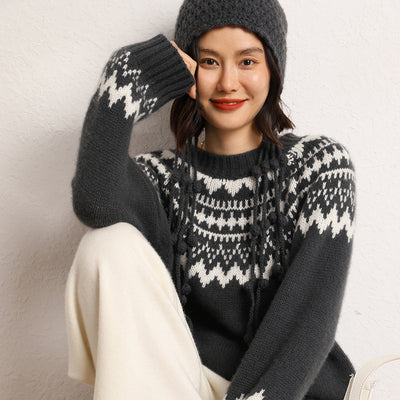 Suéter Jacquard Bicolor Holgado y Cómodo para Mujer - Image 4