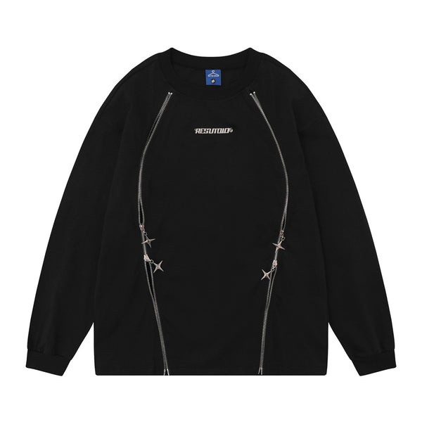 Camiseta Manga Larga Algodón Peinado Hombre Diseño Moderno