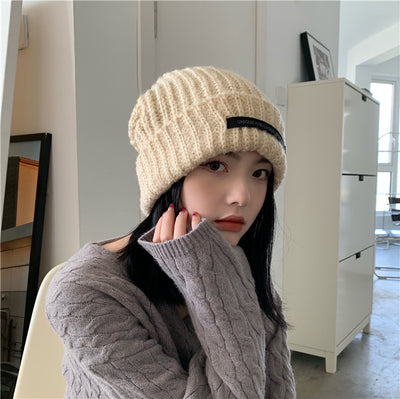 Gorro Mujer Invierno Lana con Detalle de Red Tendencia Cabezas Grandes - Image 13