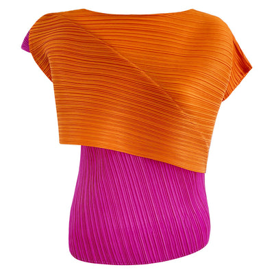 Blusa de Moda Asimétrica con Combinación de Colores para Primavera y Otoño - Image 5