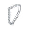 S925 Sterling Plateado Inlaid Moissanite V-Row Ring V word US5