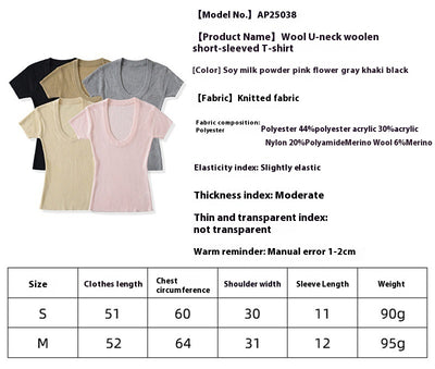 Blusa Ajustada de Lana Estilo Europeo - Cuello Redondo Liso y Elástico - Image 11