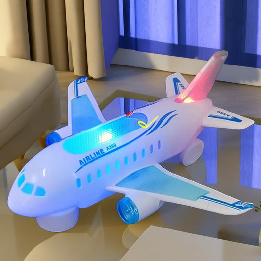 Avión Eléctrico Luminoso Musical con Control Universal para Niños