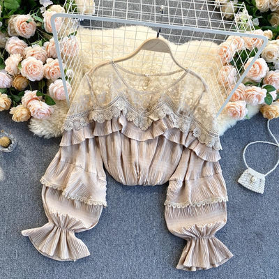 Blusa Chifón con Volantes de Encaje y Mangas Abullonadas - Image 18
