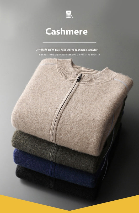 Suéter de Cachemira para Hombre Grueso Cuello Alto Cremallera - Image 15