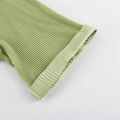 Conjunto Casual: Blusa Verde Manga Corta + Pantalón Plisado Talle Alto - Image 29