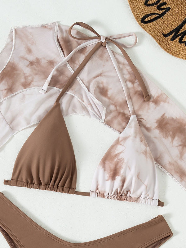 Bikini Tripartita con Encaje y Cordones - Traje de Baño Europeo Moderno