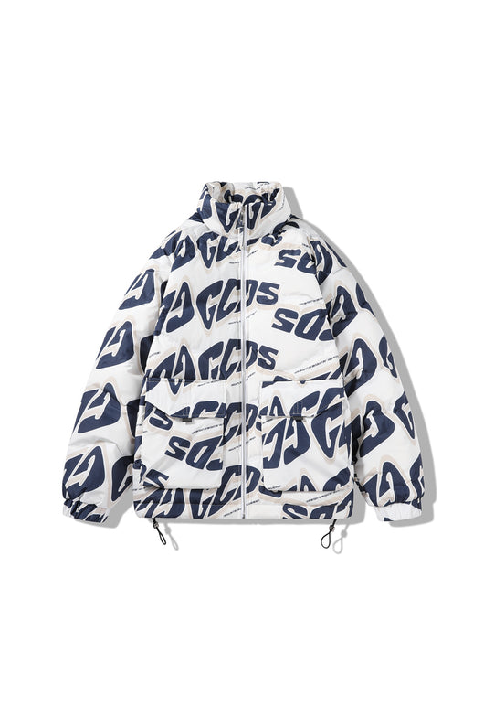 Chaqueta Acolchada Hombre Cuello Alto con Estampado de Letras - Image 11