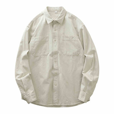 Camisa Casual Retro de Algodón Puro para Hombre - Gris Elegante - Image 4