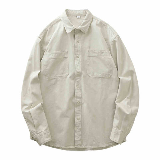 Camisa Casual Retro de Algodón Puro para Hombre - Gris Elegante - Image 4