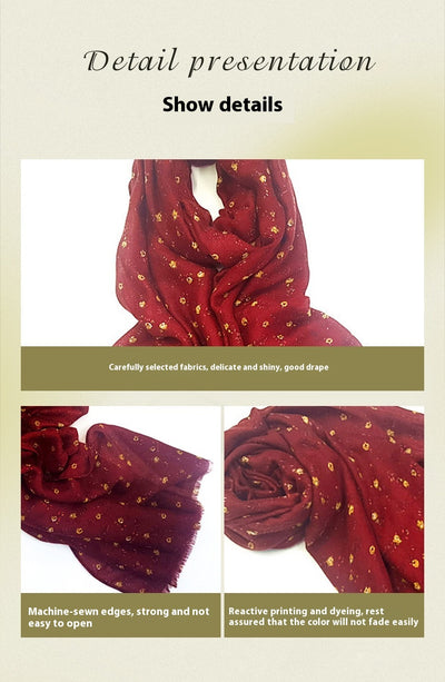 Pañoleta de Seda Estampada con Flores - Chal Tejido para Mujer - Image 9