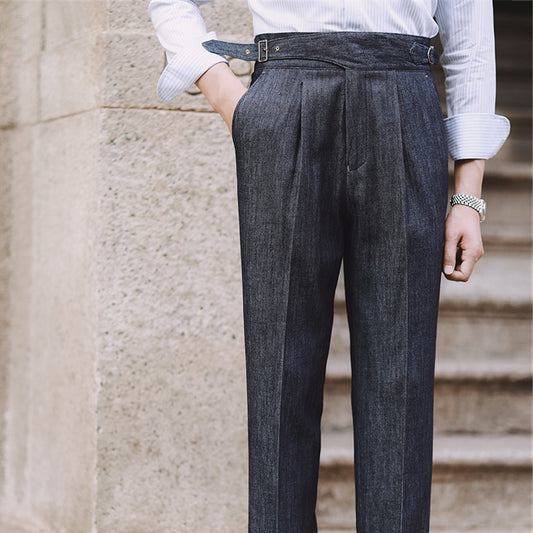 Pantalones Denim Casuales de Cintura Alta para Hombre