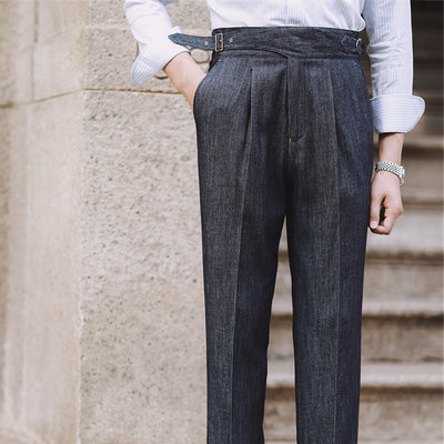 Pantalones Denim Casuales de Cintura Alta para Hombre