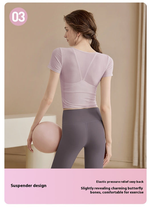 Conjunto de Pilates Manga Corta con Soporte de Pecho - Image 15