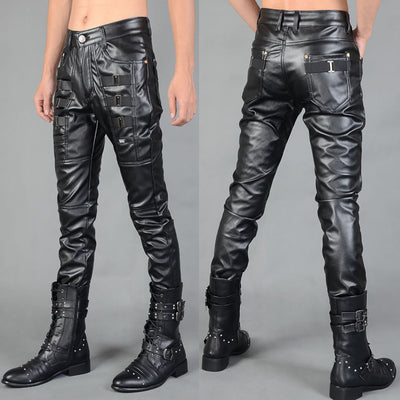 Pantalones de Cuero Ajustados con Cierre para Hombre - Otoño e Invierno - Image 7