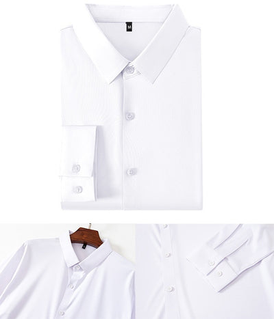Camisa Manga Larga Sin Costuras Elástica Antiarrugas Efecto Hielo para Hombre - Image 18