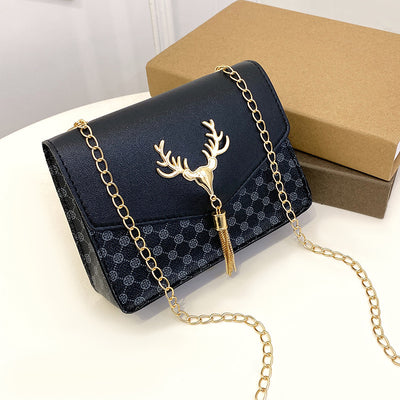 Bolso Crossbody Cuadrado Pequeño con Cadena y Detalle de Borla - Diseño Bicolor Elegante - Image 11