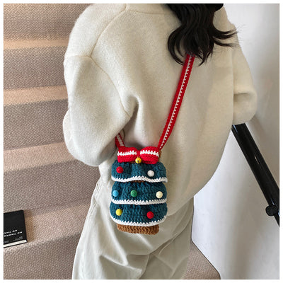 Bolso Cuadrado Navideño de Punto con Árbol de Navidad y Bloques de Color - Image 23
