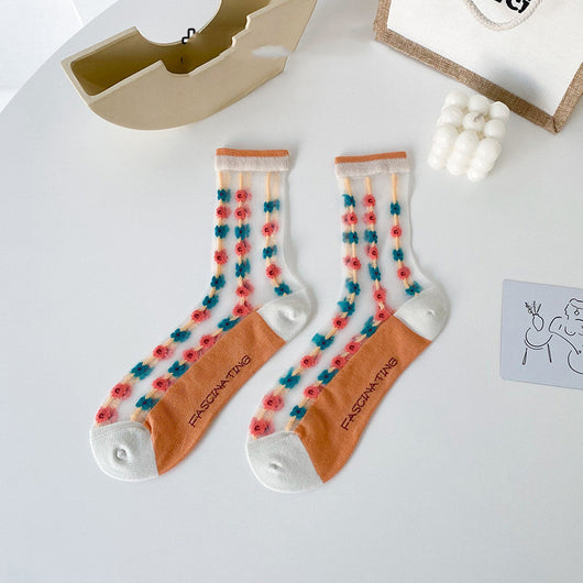 Calcetines de Flores para Mujer en Seda de Vidrio Transpirable - Image 15