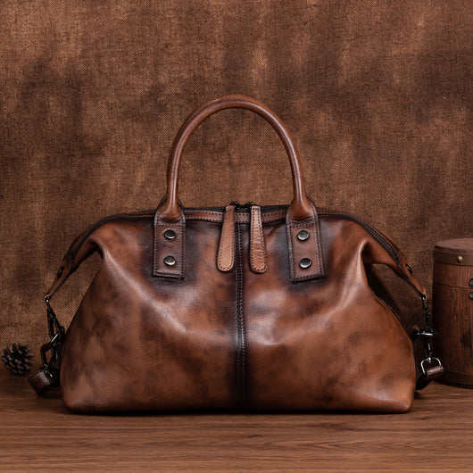 Bolso de Cuero Retro para Mujer - Bandolera Vintage de Cuero Genuino con Efecto Envejecido - Image 8