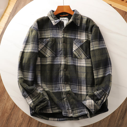 Abrigo Acolchado de Lana Escocesa con Forro Polar para Otoño e Invierno - Image 8