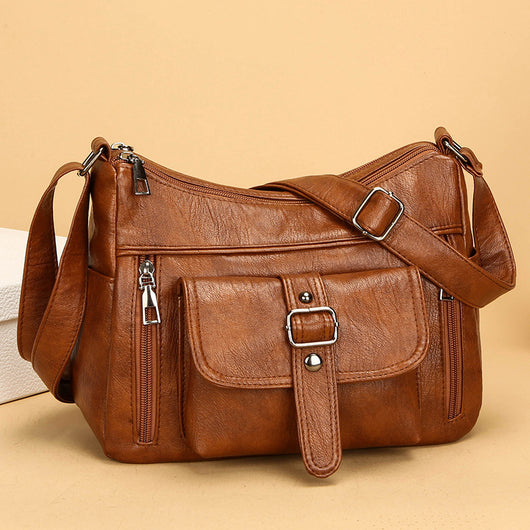 Bolsa Mensajero de Cuero Auténtico Retro Gran Capacidad - Image 7