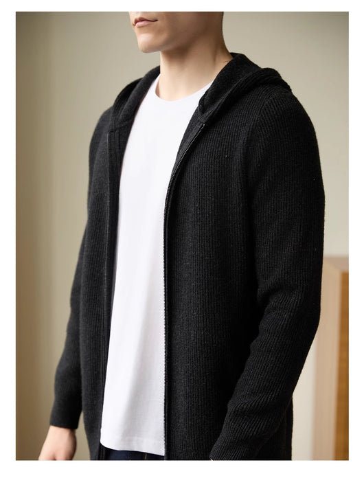 Cardigan de Lana Pura con Capucha para Hombre - Suéter Otoño Invierno - Image 7