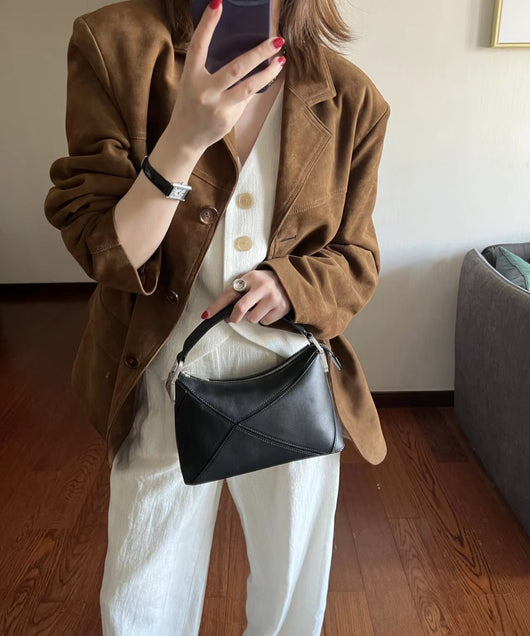 Blazer de Cuero Retro Marrón para Mujer - Image 12