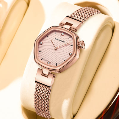 Reloj Hexagonal Minimalista para Mujer con Movimiento Suizo