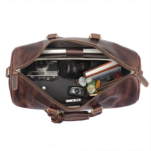 Bolsa de Viaje en Cuero Vintage Desgastado para Hombre - Image 15
