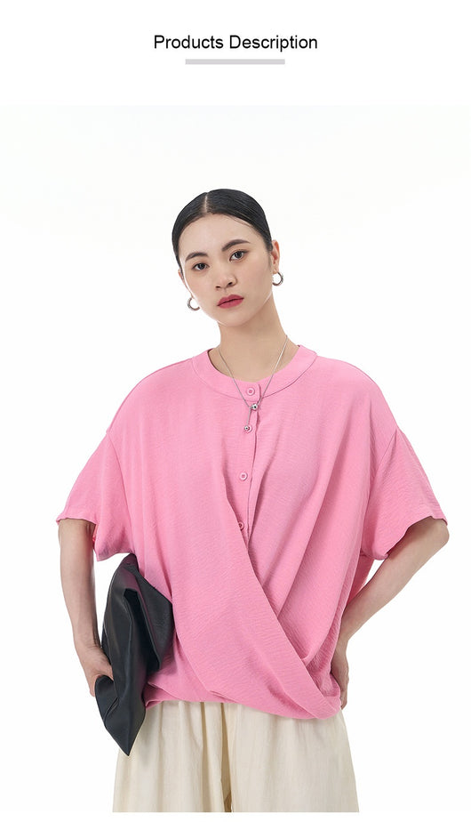 Blusa Suelta con Botones Decorativos y Manga Corta - Image 21