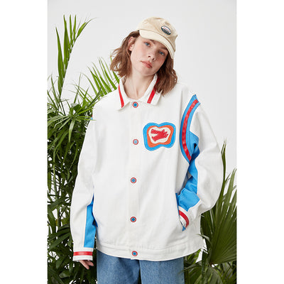 Chaqueta Suelta con Solapa Bicolor para Hombre - Image 9