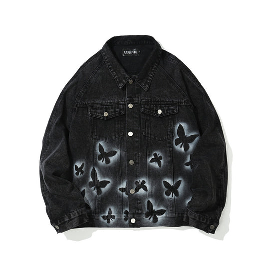Chaqueta Denim con Estampado Mariposa Hombre - Diseño Europeo Trendy - Image 2
