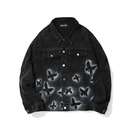 Chaqueta Denim con Estampado Mariposa Hombre - Diseño Europeo Trendy - Image 2