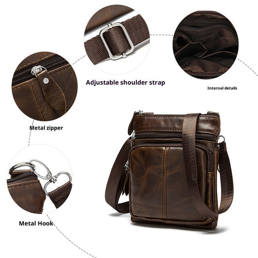Bolsa Bandolera de Cuero Genuino para Hombre - Estilo Casual - Image 4