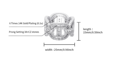 Anillo Hip-hop para Hombre con Circonita Electrochapada - Image 6