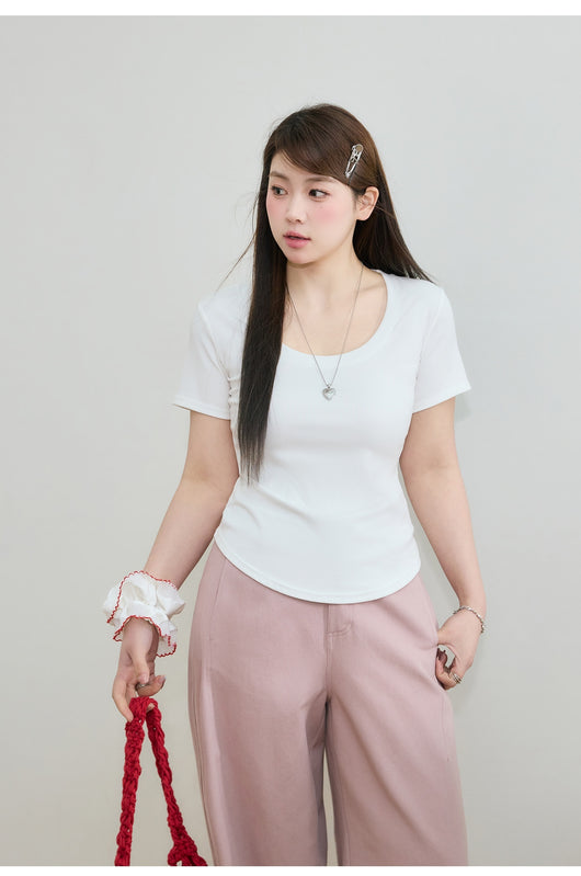 Blusa Slim Fit Escote U Manga Corta Efecto Adelgazante - Image 20