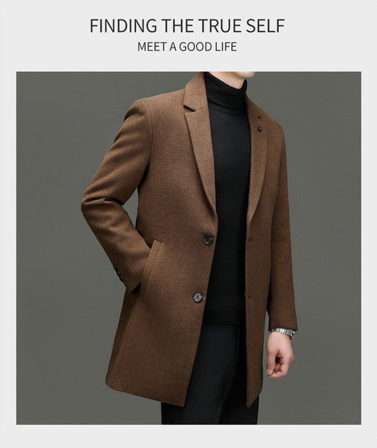 Abrigo de Lana Entallado para Hombre - Corte Moderno Otoño Invierno - Image 8
