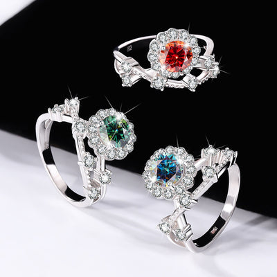 Anillo de Moissanita para Mujer en Plata Esterlina y Platino