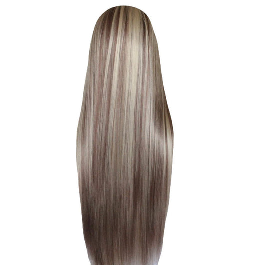 Peluca Frontal de Encaje Cabello Liso Degradado Fibra Térmica - Image 5