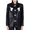 Chaqueta de Cuero y Algodón Negro con Hebilla de Metal Original