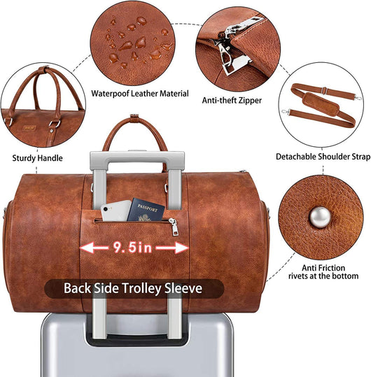 Bolso Convertible de Cuero Impermeable Grande para Viajes y Prendas - Image 6